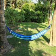 WATER RESISTANT TRAPEZE HAMMOCK SWING ANTI-ROLLOVER SLEEP BED (BLUE AND GREEN, SIZE 59.05 