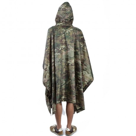 OUTDOOR CAMPING CAMOUFLAGE PACKABLE PONCHO RAINCOAT