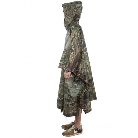 OUTDOOR CAMPING CAMOUFLAGE PACKABLE PONCHO RAINCOAT