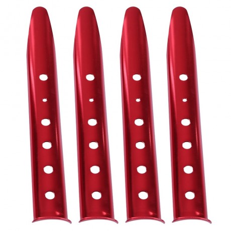4PCS ALUMINUM ALLOY SNOWFIELD OR SAND USE TENT NAIL STAKES (RED)