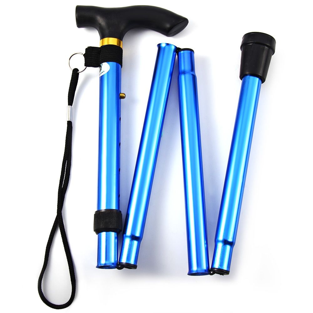 ADJUSTABLE ALUMINUM METAL WALKING STICK FOLDING COLLAPSIBLE TRAVEL CANE WITH NON-SLIP RUBB