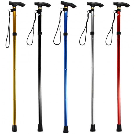 ADJUSTABLE ALUMINUM METAL WALKING STICK FOLDING COLLAPSIBLE TRAVEL CANE WITH NON-SLIP RUBB