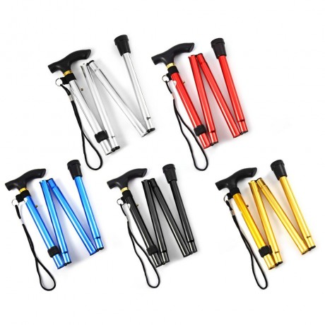 ADJUSTABLE ALUMINUM METAL WALKING STICK FOLDING COLLAPSIBLE TRAVEL CANE WITH NON-SLIP RUBB