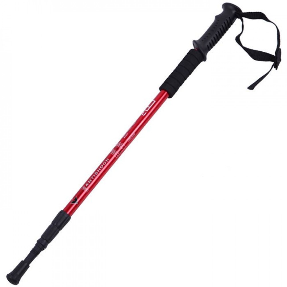 ALUMINUM ALLOY THREE SECTIONS ALPENSTOCK WITH STRAIGHT HANDLE (RED)