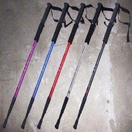ALUMINUM ALLOY THREE SECTIONS ALPENSTOCK WITH STRAIGHT HANDLE (RED)