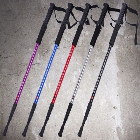 ALUMINUM ALLOY THREE SECTIONS ALPENSTOCK WITH STRAIGHT HANDLE (PURPLE)