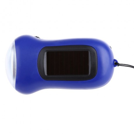 PORTABLE HAND CRANK SOLAR PANEL LED FLASHLIGHT (BLUE)