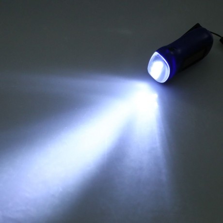 PORTABLE HAND CRANK SOLAR PANEL LED FLASHLIGHT (BLUE)