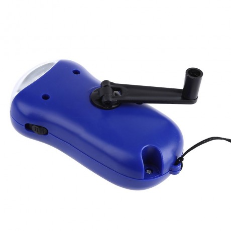 PORTABLE HAND CRANK SOLAR PANEL LED FLASHLIGHT (BLUE)