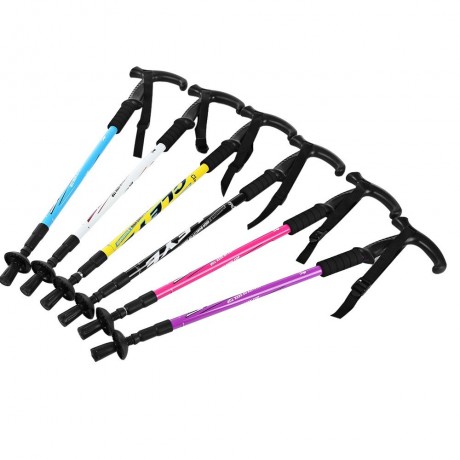 ADJUSTABLE WALKING HIKING STICK TREKKING TRAIL POLES CANES (BLACK)