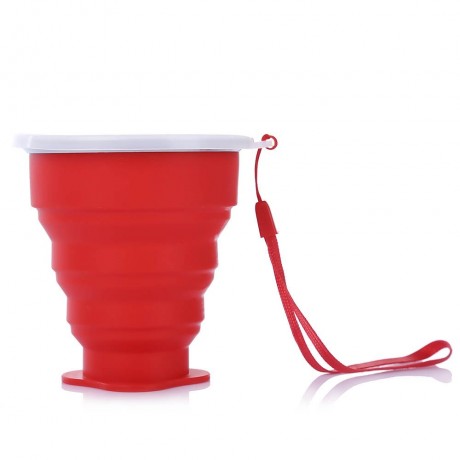 SILICONE PORTABLE COLLAPSIBLE FOLDING CUP FOR OUTDOOR CAMPING HIKING MOUNTAINEERING (RED)