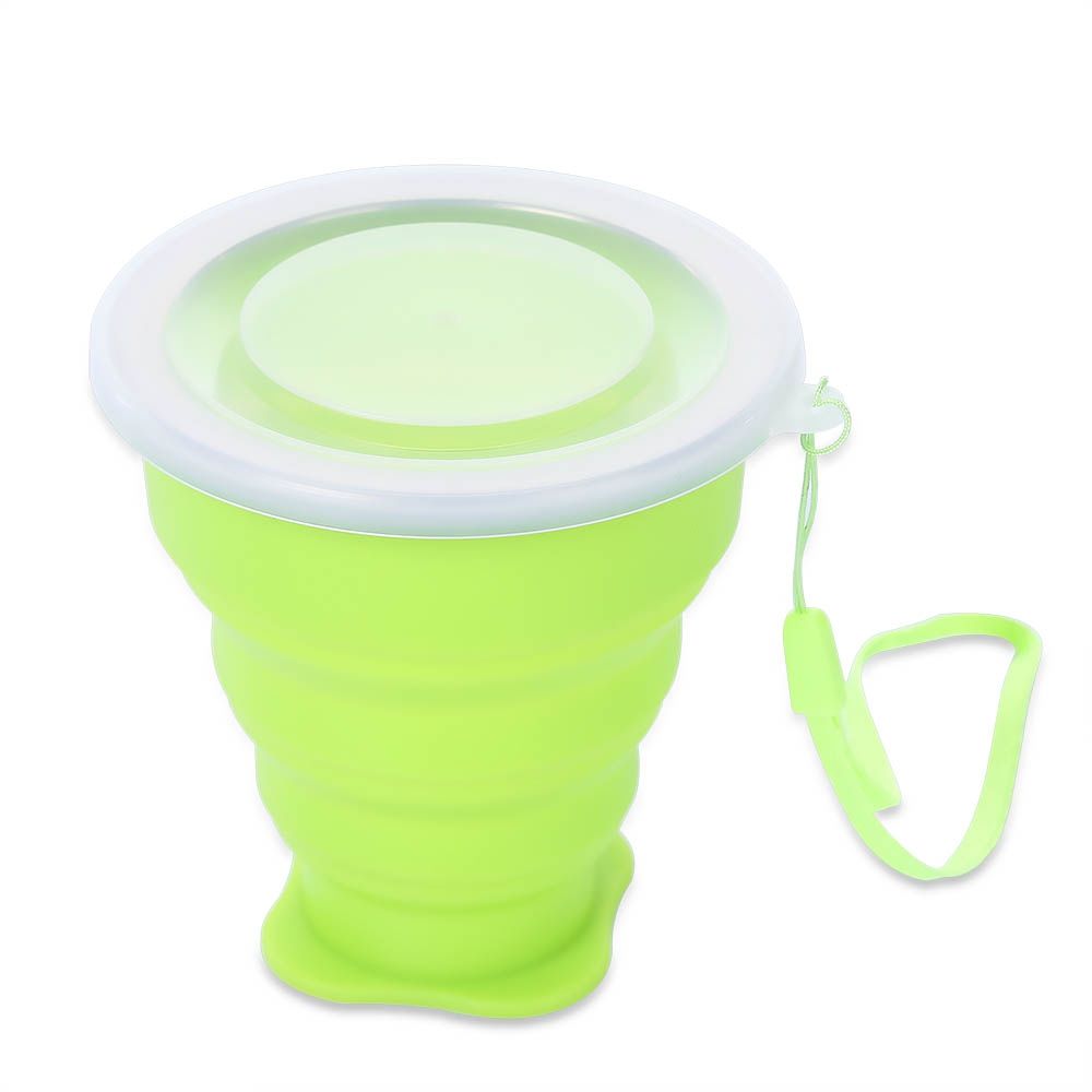 SILICONE PORTABLE COLLAPSIBLE FOLDING CUP FOR OUTDOOR CAMPING HIKING MOUNTAINEERING (GREEN