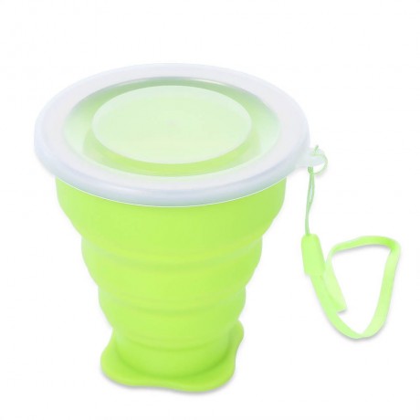 SILICONE PORTABLE COLLAPSIBLE FOLDING CUP FOR OUTDOOR CAMPING HIKING MOUNTAINEERING (GREEN
