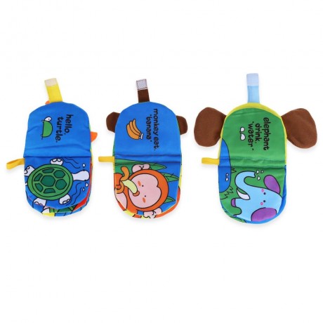 BABY CLOTH BOOK HAND BELL RATTLE EDUCATIONAL TOY (COLORMIX)