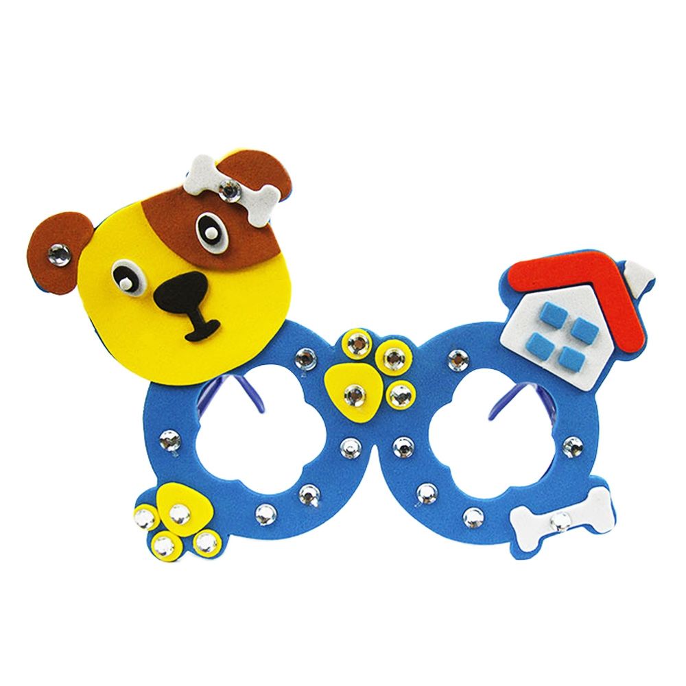 CHILDREN CARTOON STEREOSCOPIC GLASSES HANDMADE STICKUP EDUCATIONAL TOY (BLUE, DOG)