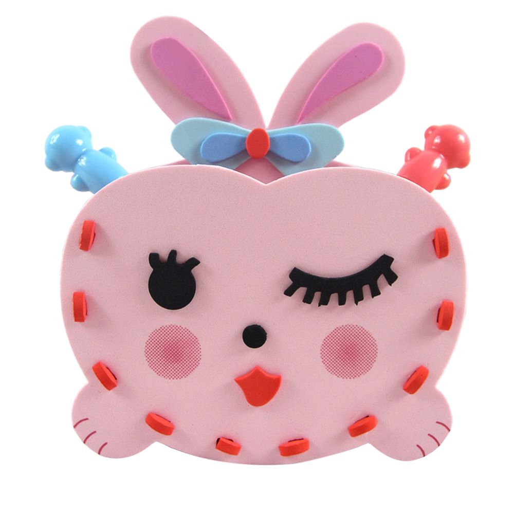 KID STEREOSCOPIC STICKER PEN CONTAINER HANDMADE STICKUP EDUCATIONAL TOY (PINK, RABBIT)