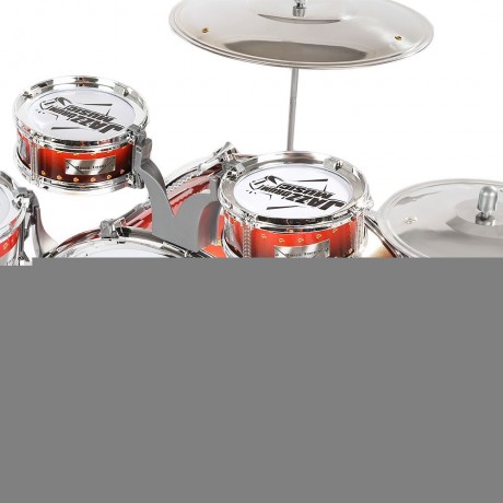 KIDS CYMBALS STOOL DRUMS KIT MUSICAL INSTRUMENT TOY (WINE RED)
