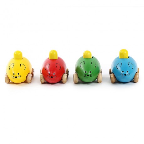 YOULEBI MUSIC MICE SQUEAKING WOODEN TOYS KIDS GADGET (RED)