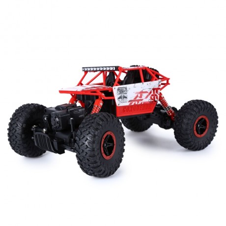 2.4GHZ 1:18 SCALE RC ROCK CRAWLER 4WD OFF-ROAD RACE TRUCK TOY (RED, EU PLUG)