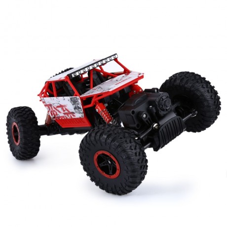 2.4GHZ 1:18 SCALE RC ROCK CRAWLER 4WD OFF-ROAD RACE TRUCK TOY (RED, EU PLUG)