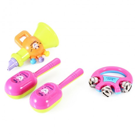 KIDS DRUM RATTLES MUSICAL GAME INSTRUMENT ASSEMBLY INTELLIGENCE DEVELOPMENT TOY SET (COLOR