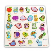 MUMAMA WOODEN BUILDING BLOCK ANIMAL LETTER PUZZLE TOY EARLY EDUCATIONAL GADGET (MULTICOLOR