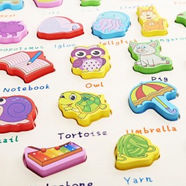 MUMAMA WOODEN BUILDING BLOCK ANIMAL LETTER PUZZLE TOY EARLY EDUCATIONAL GADGET (MULTICOLOR