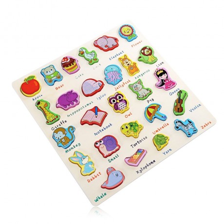 MUMAMA WOODEN BUILDING BLOCK ANIMAL LETTER PUZZLE TOY EARLY EDUCATIONAL GADGET (MULTICOLOR