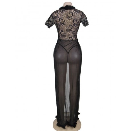 PLUS SIZE SEXY LACED LINGERIE (BLACK, SIZE XL/2XL/3XL)