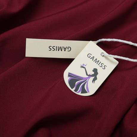 CHIC V-NECK LANTERN SLEEVE PURE COLOR BANDAGE DESIGN PLEAT T-SHIRT (WINE RED, SIZE S/M/L/X