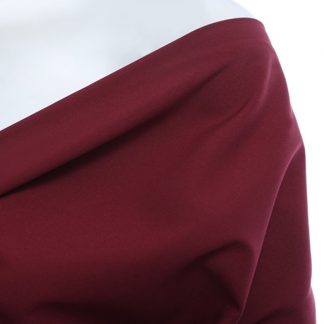 CHIC V-NECK LANTERN SLEEVE PURE COLOR BANDAGE DESIGN PLEAT T-SHIRT (WINE RED, SIZE S/M/L/X