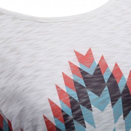 WOMEN'S LONG SLEEVE WAVE PRINT TOP (WHITE, SIZE S/M/L/XL)
