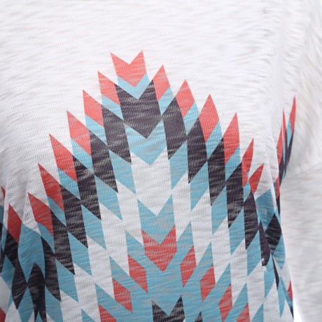 WOMEN'S LONG SLEEVE WAVE PRINT TOP (WHITE, SIZE S/M/L/XL)