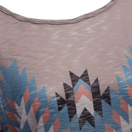 WOMEN'S LONG SLEEVE WAVE PRINT TOP (SHALLOW FLAXEN, SIZE S/M/L/XL)