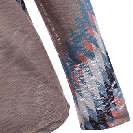 WOMEN'S LONG SLEEVE WAVE PRINT TOP (SHALLOW FLAXEN, SIZE S/M/L/XL)