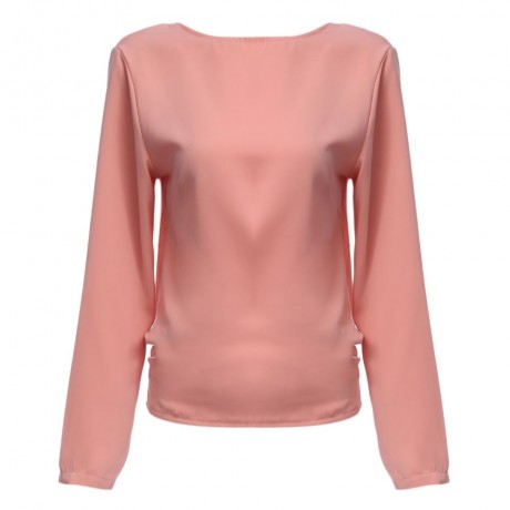 WOMEN'S BACKLESS BOWKNOT BLOUSE TOP (PINK, SIZE S/M/L/XL)