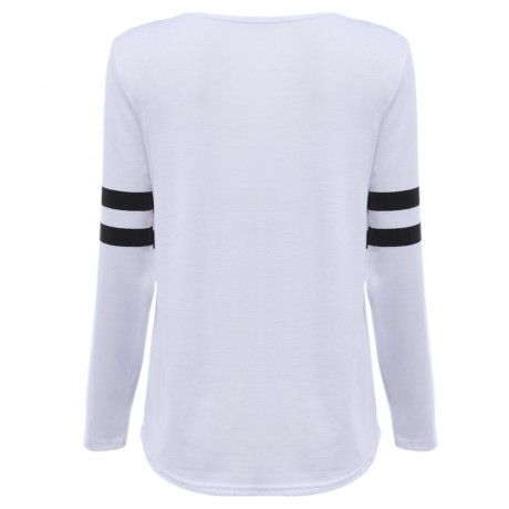 WOMEN'S LONG SLEEVE PRINT WARM BLOUSE (WHITE, SIZE S/M/L)