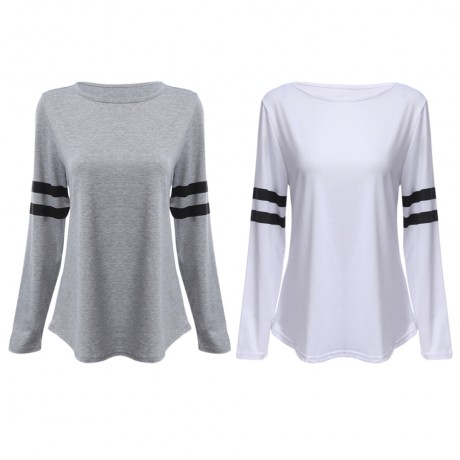 WOMEN'S LONG SLEEVE PRINT WARM BLOUSE (GRAY, SIZE S/M/L)