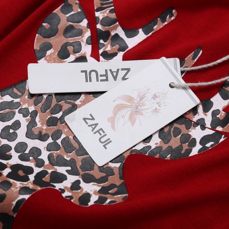 WOMNE'S LONG SLEEVE DEER PRINT BLOUSE (RED, SIZE S/M/L/XL)