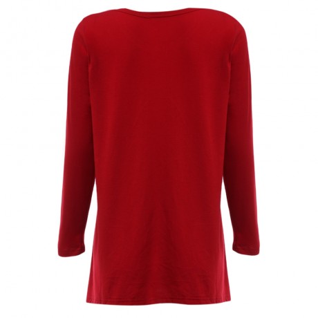 WOMNE'S LONG SLEEVE DEER PRINT BLOUSE (RED, SIZE S/M/L/XL)