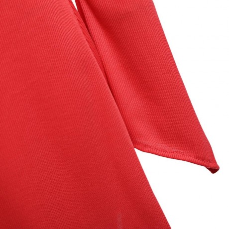WOMEN'S TURTLENECK CUT OUT SHEATH BODYCON DRESS (WATERMELON RED, SIZE S/M/L/XL)