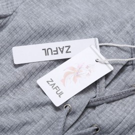WOMEN'S LONG SLEEVE BACK BANDAGE DESIGN BLOUSE (GRAY, SIZE S/M/L/XL)