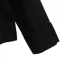 STYLISH BOW TIE COLLAR LONG SLEEVE PURE COLOR WOMEN BLOUSE (BLACK, SIZE M/L/XL/2XL)