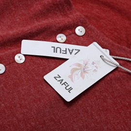 WOMEN'S CASUAL LONG SLEEVE ROUND COLLAR BUTTON BLOUSE (RUSSET RED, SIZE M/L/XL/2XL/3XL/4XL