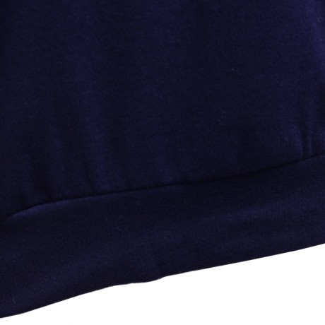 WOMEN'S CASUAL LONG SLEEVE ROUND COLLAR BUTTON BLOUSE (DEEP BLUE, SIZE M/L/XL/2XL/3XL/4XL)