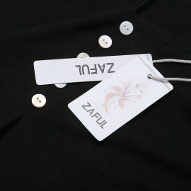 WOMEN'S CASUAL LONG SLEEVE ROUND COLLAR BUTTON BLOUSE (BLACK, SIZE M/L/XL/2XL/3XL/4XL)