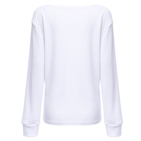 WOMEN LONG SLEEVE PLUNGING NECK CRISS CROSS BANDAGE BLOUSE (WHITE, SIZE S/M/L/XL)