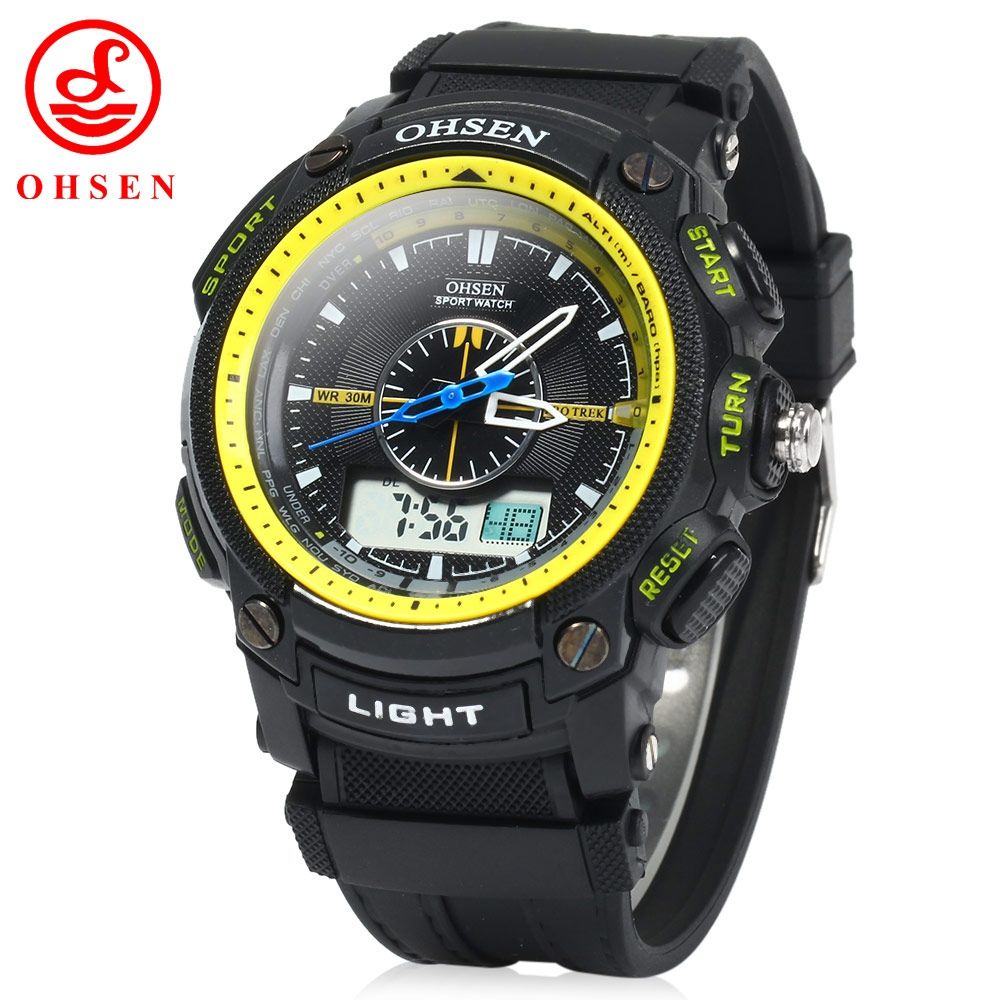 OHSEN AD1209 MEN DUAL TIME SPORTS DIGITAL QUARTZ WATCH WITH DATE WEEK ALARM STOPWATCH BACK