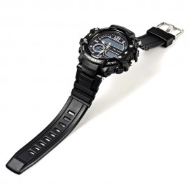 ALIKE AK15117 DUAL MOVT DAY DATE DISPLAY LED SPORTS WATCH PU STRAP (BLACK)