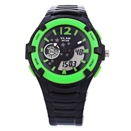 VILAM 14003S DUAL MOVT DIGITAL QUARTZ SPORTS WATCH CALENDAR ALARM CHRONOGRAPH DISPLAY WRIS